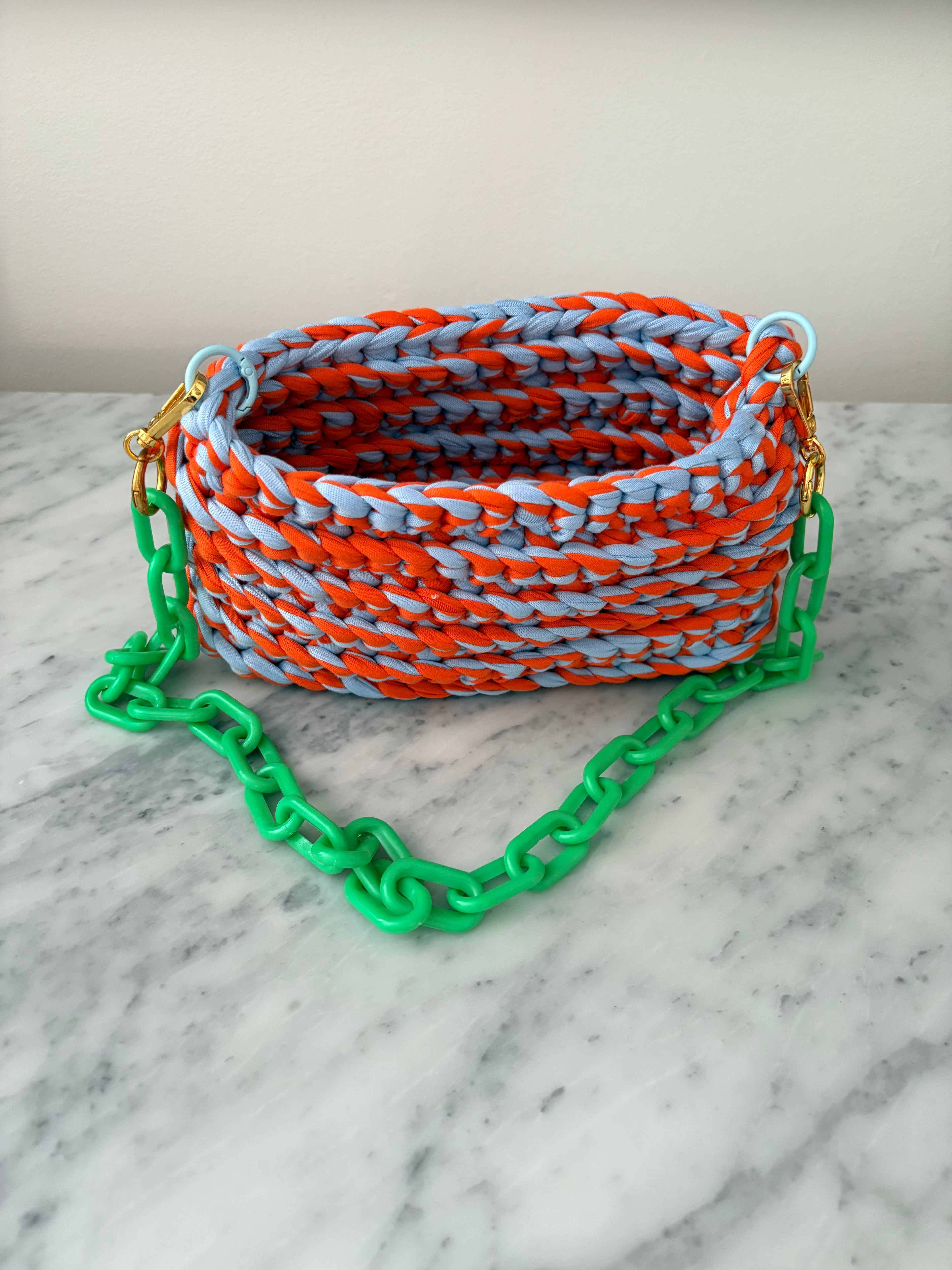 PRE-ORDER Crocheted Crossbody - The Spritz (Orange + Blue)