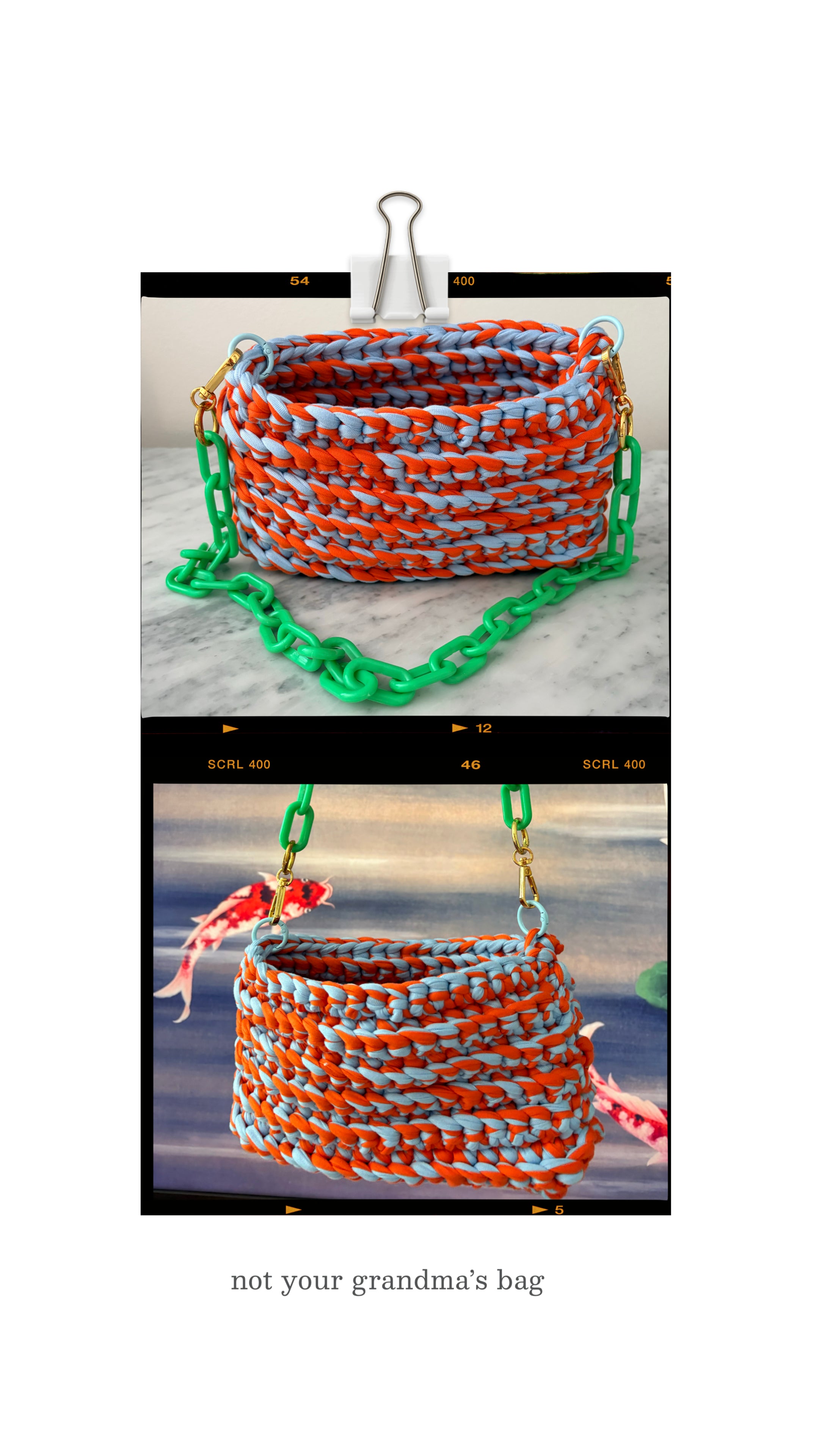 PRE-ORDER Crocheted Crossbody - The Spritz (Orange + Blue)