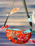 Crossbody - Orange Menagerie Print and Blue Zipper