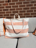 Pink & White Striped (Structured) Terry Cloth Beach Tote