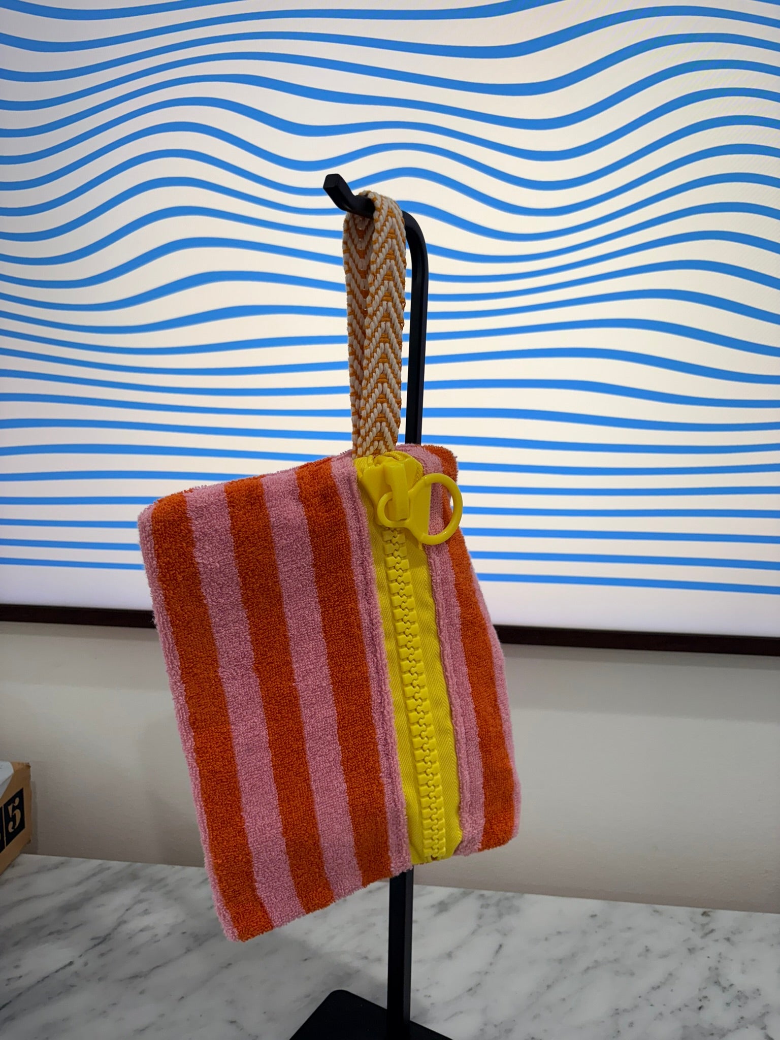 Pink & Orange Terry Cloth Clutch Large Zipper