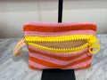 Pink & Orange Terry Cloth Clutch Large Zipper