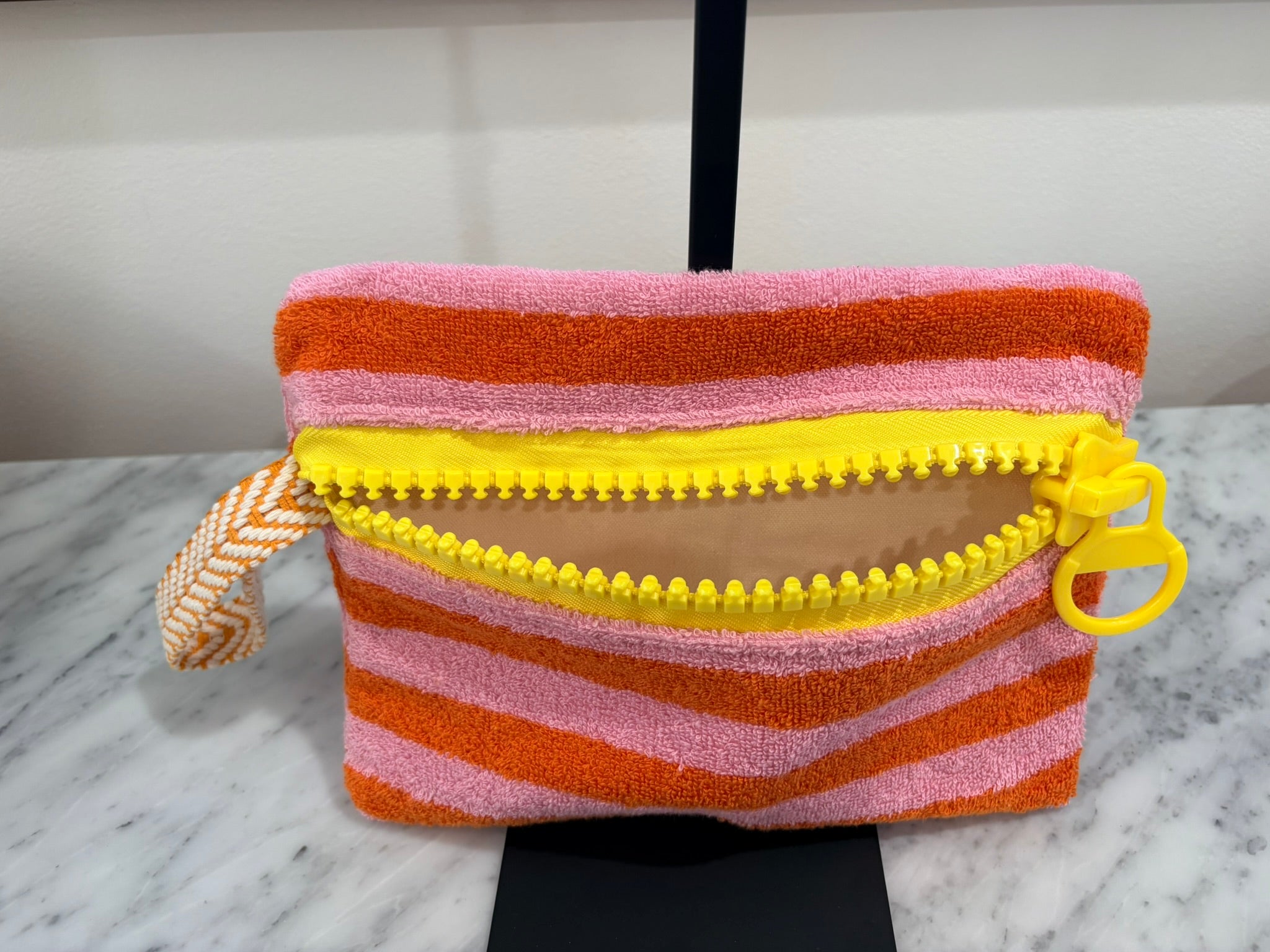Pink & Orange Terry Cloth Clutch Large Zipper
