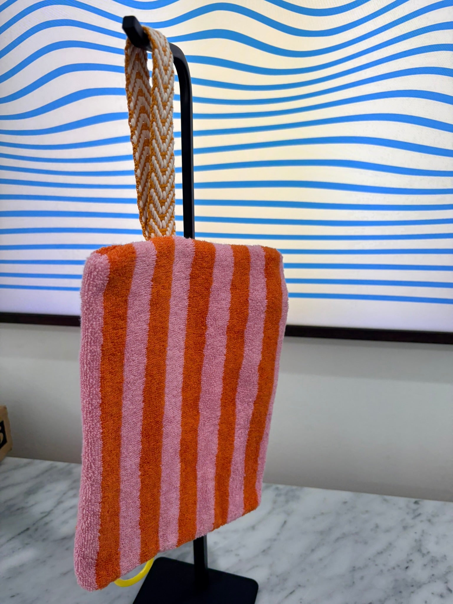 Pink & Orange Terry Cloth Clutch Large Zipper