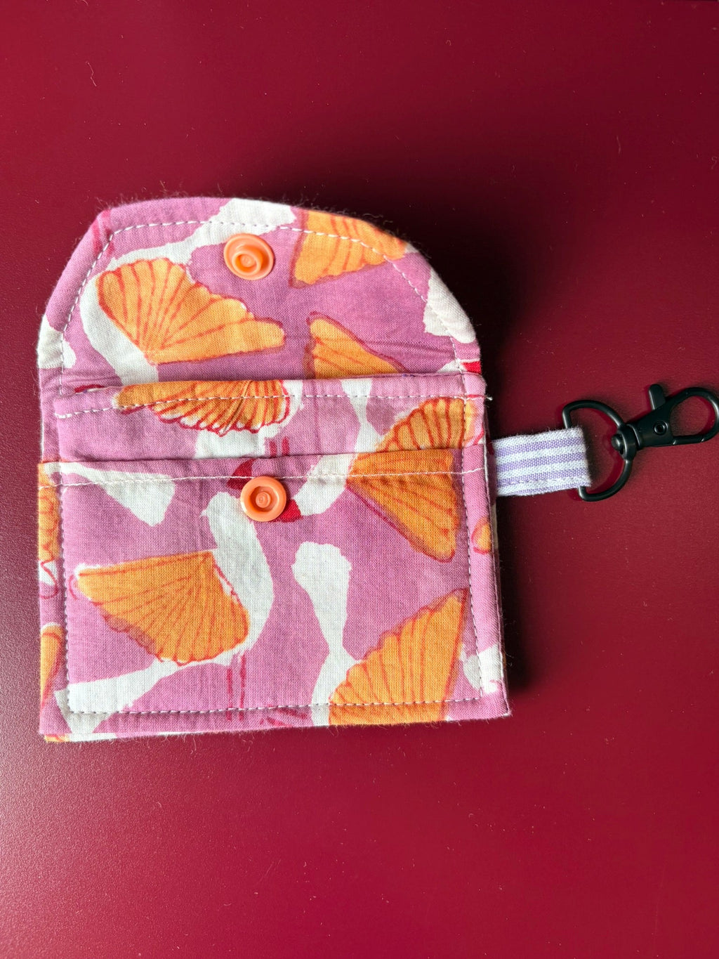 Handmade Fabric Wallet with Clasp - Bird Print