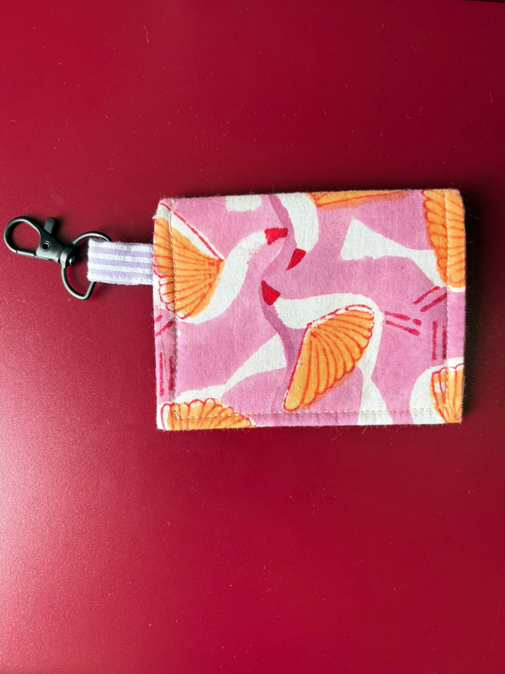 Handmade Fabric Wallet with Clasp - Bird Print