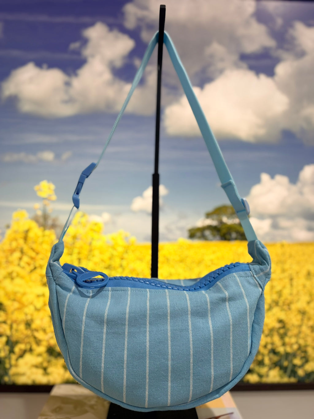 Crossbody - Blue & White Stripe and Blue Zipper