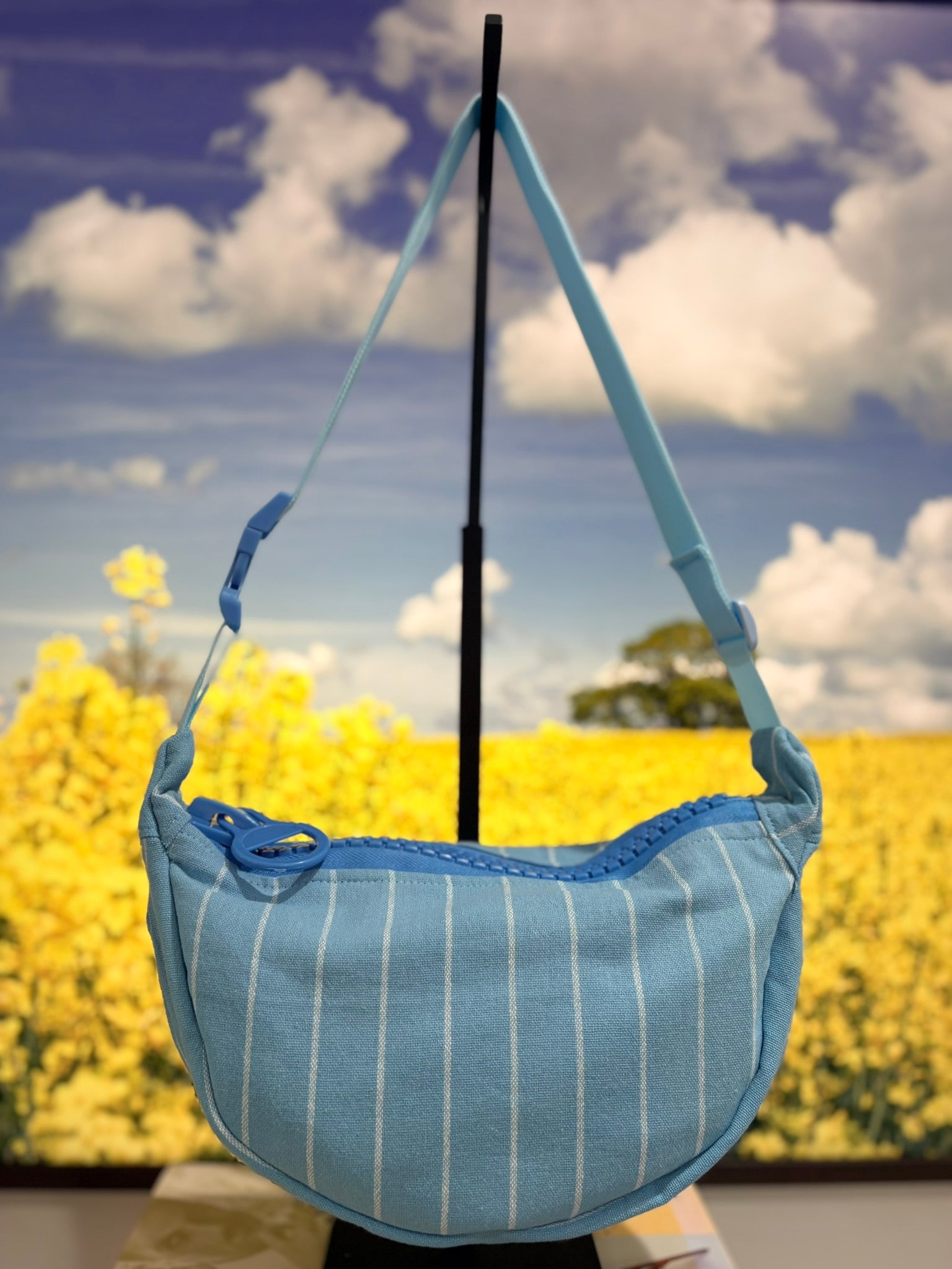 Crossbody - Blue & White Stripe and Blue Zipper