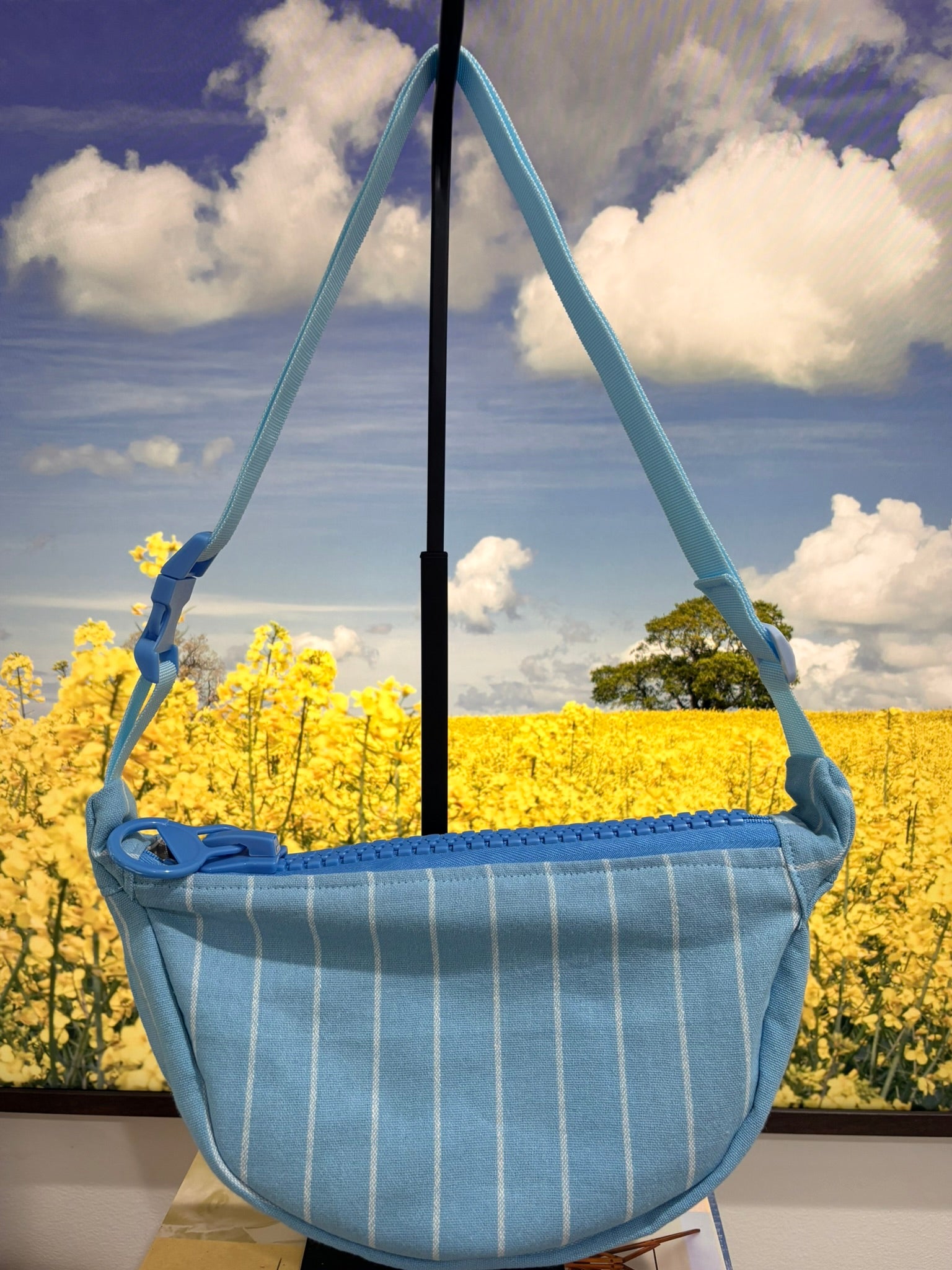 Crossbody - Blue & White Stripe and Blue Zipper