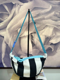 Crossbody - Black & White Stripe and Blue Zipper