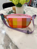 Crossbody - Orange & Pink Plaid and Pink Zipper