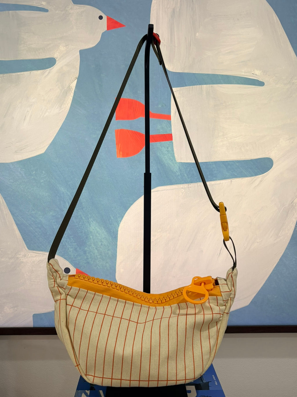 Crossbody - Yellow & Orange Stripe and Orange Zipper