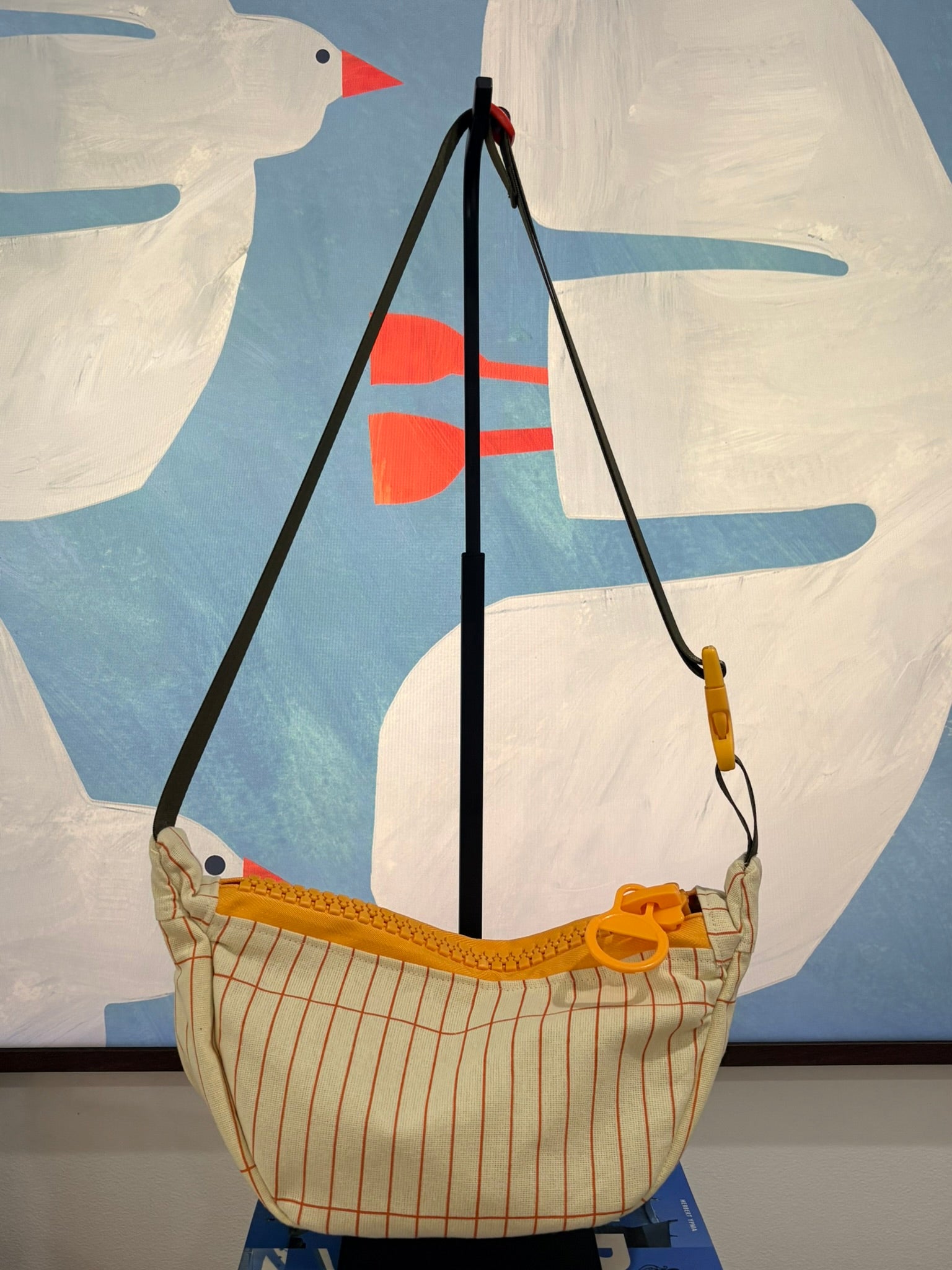 Crossbody - Yellow & Orange Stripe and Orange Zipper