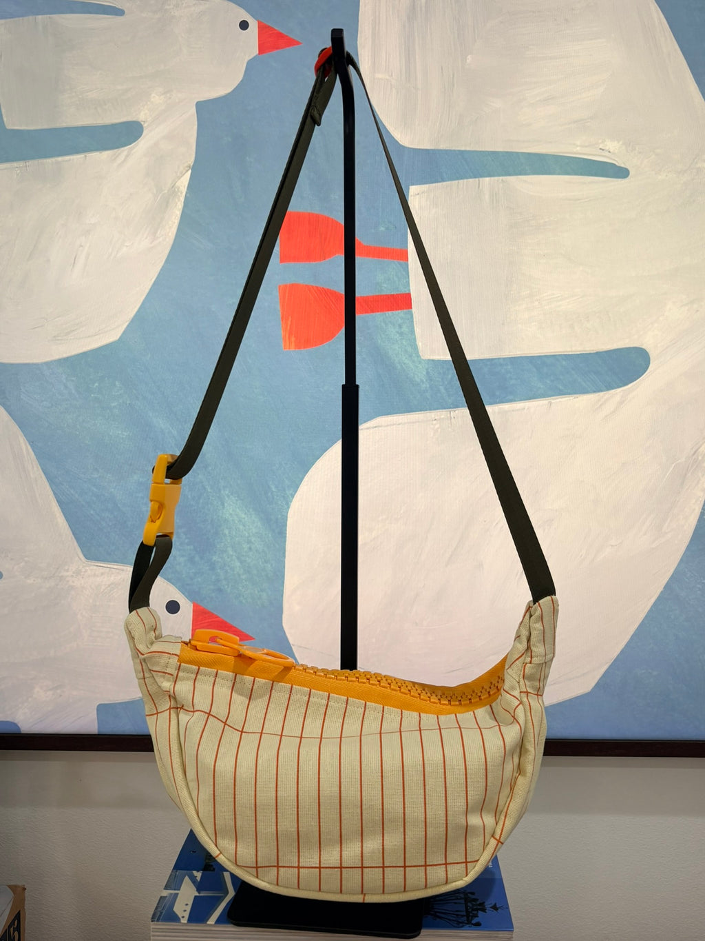 Crossbody - Yellow & Orange Stripe and Orange Zipper