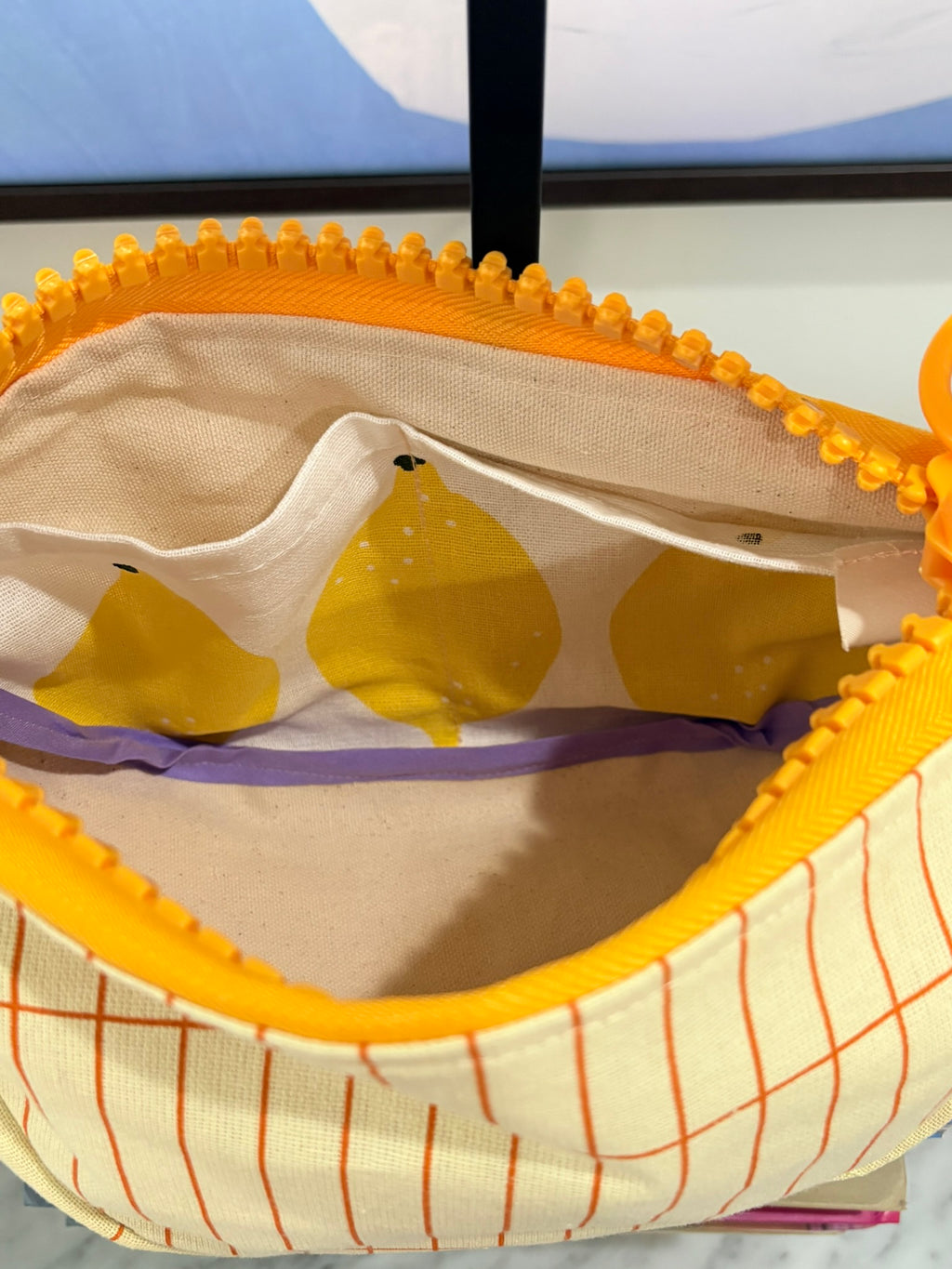 Crossbody - Yellow & Orange Stripe and Orange Zipper