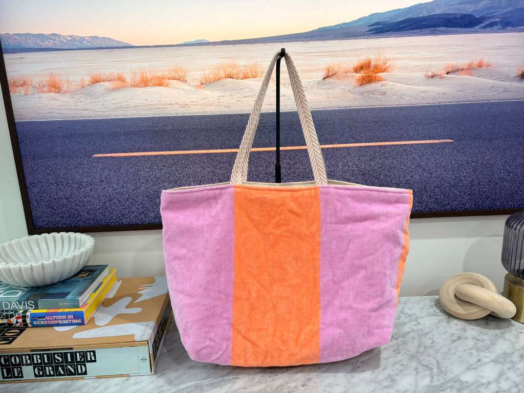 Orange & Purple Terry Cloth Beach Tote
