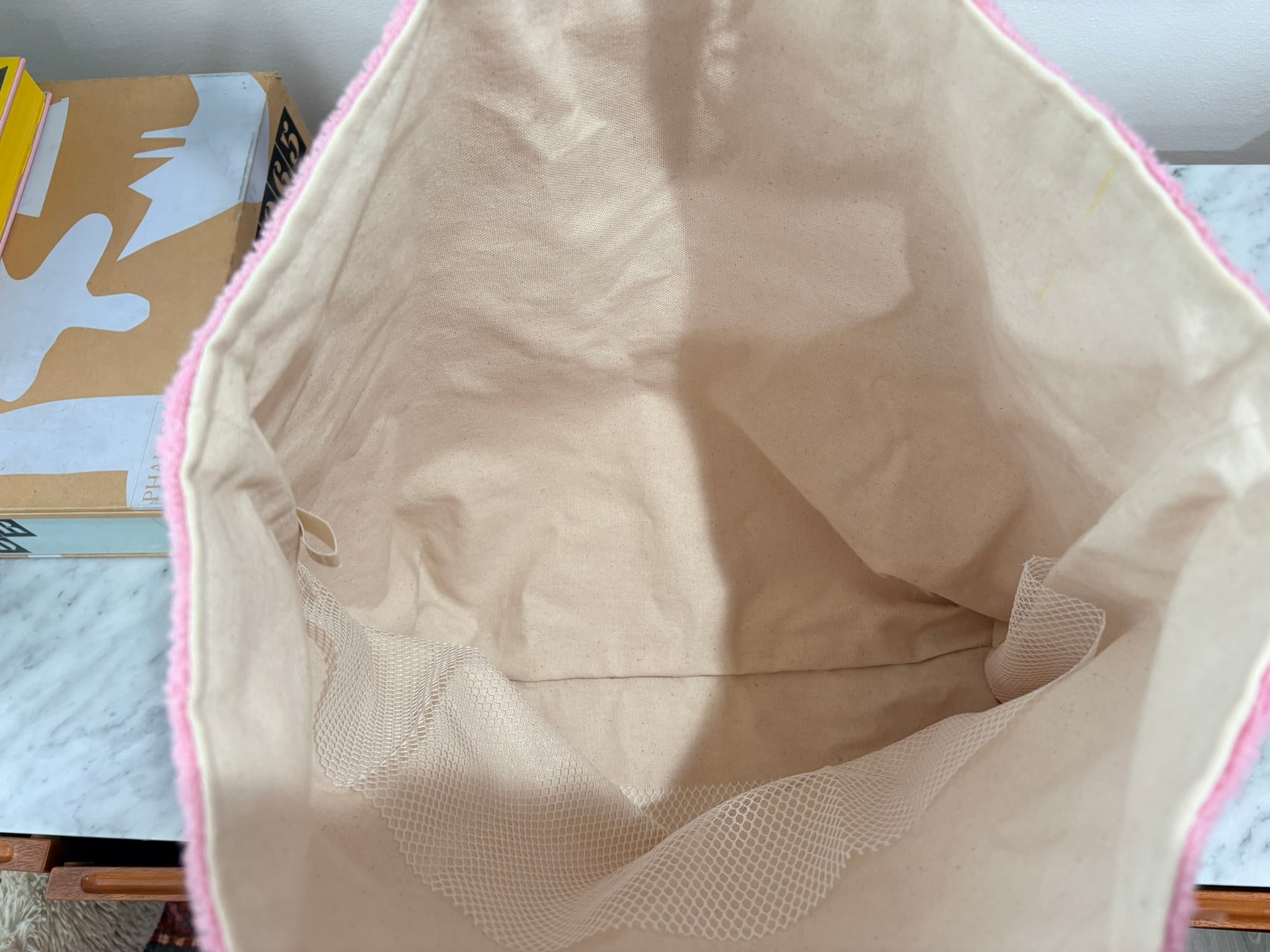 Orange & Pink Horizontal Striped Terry Cloth Beach Tote
