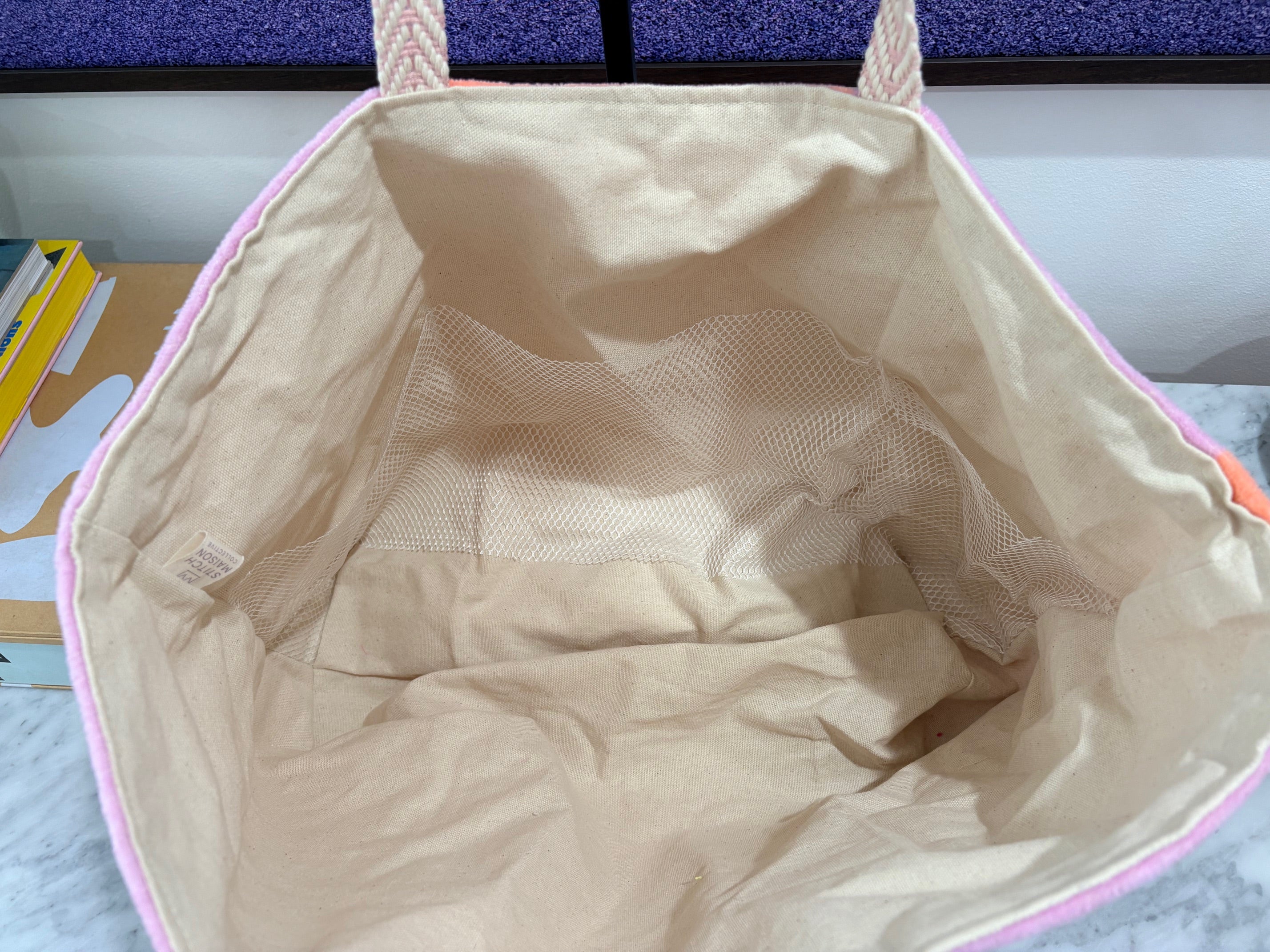 Pink Purple Terry Cloth Beach Tote