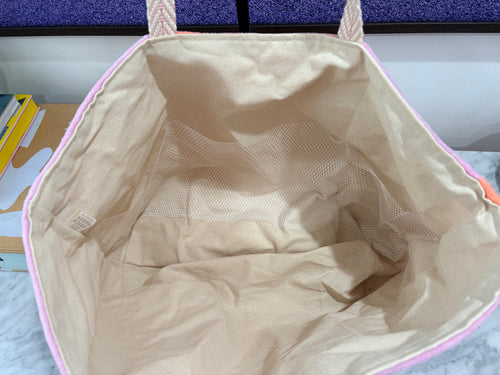 Pink Purple Terry Cloth Beach Tote